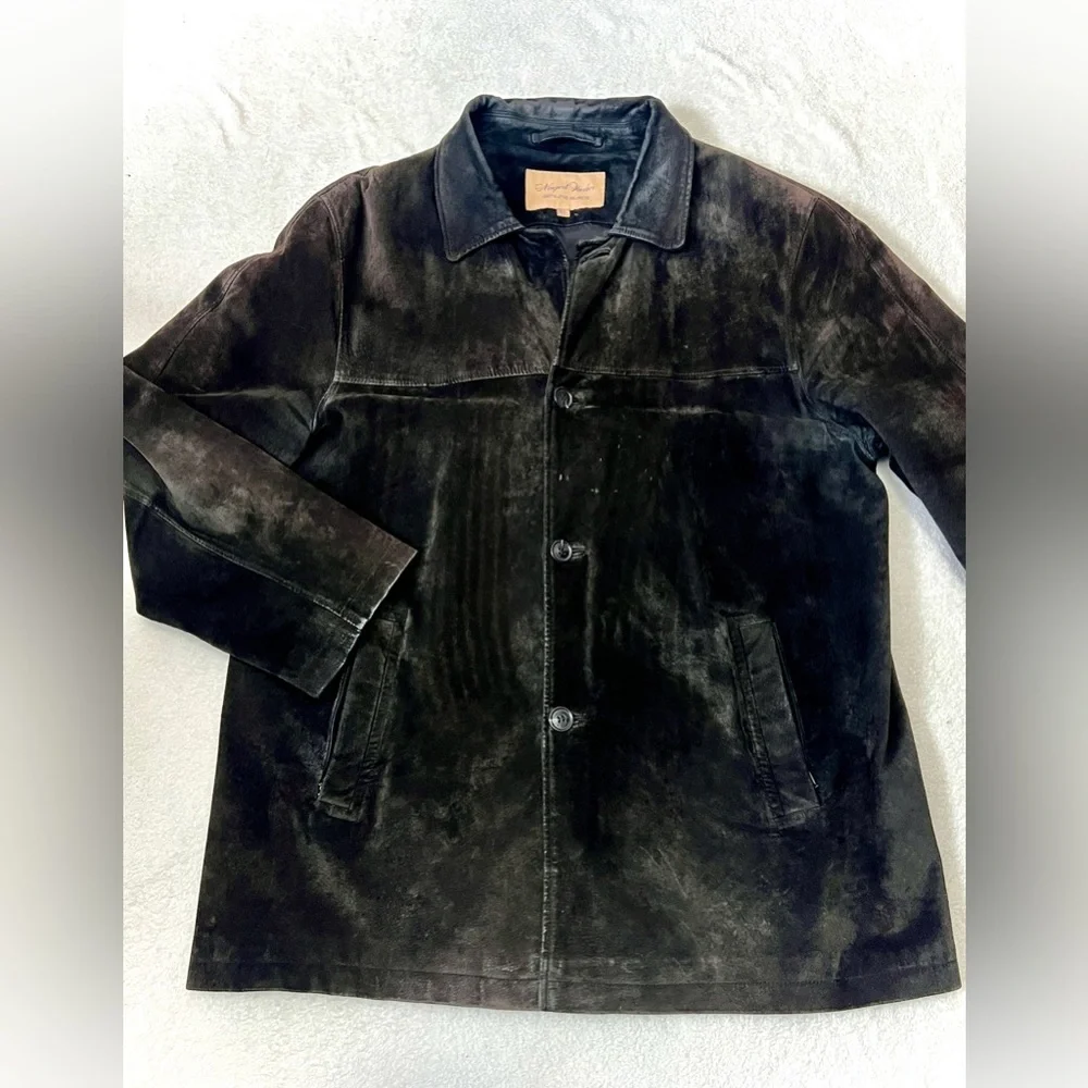 Newport Harbor Men's Vintage Genuine Suede Trench Jacket - XL